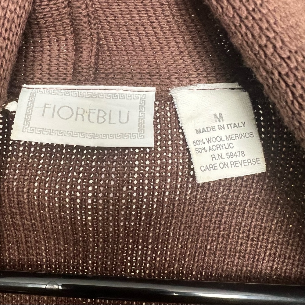 Fioreblu Knit Cardigan Sweater Wool Blend Grandmacore Classic Cozy SZ M Brown - Picture 15 of 16